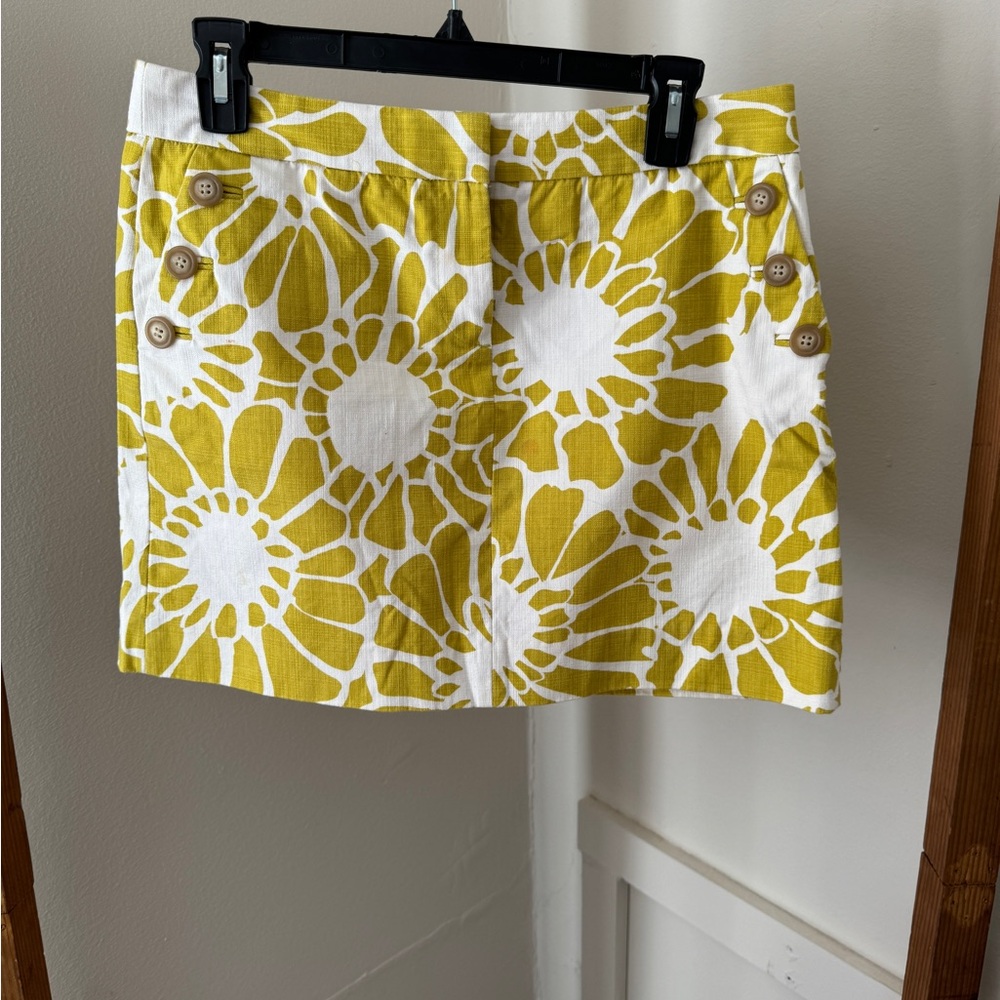J. Crew Yellow and White Floral Mini Skirt